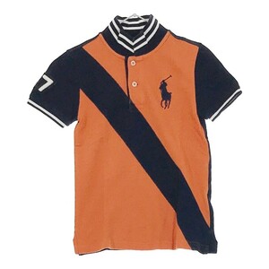 【00162】美品 POLO RALPH LAUREN トップス 4T 100センチ相当 オレンジ ネイビー ポロ ラルフローレン ポロシャツ 子供服 キッズ 半袖