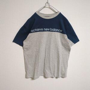 new balance ニューバランス Tシャツ リング バイカラー 刺繍ロゴ ワンポイント M