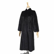 美品【 DYNASTIC FURS★ベーシック 】高級毛皮 ブラックミンク◆超ロングコート：110cm丈　スタンドカラー　ブラック◆S143_画像3