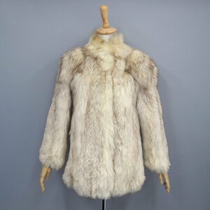  value goods [ No-brand *Y1000~ ] high class fur blue fox * half coat :70cm height sheb long design eggshell white *U724T
