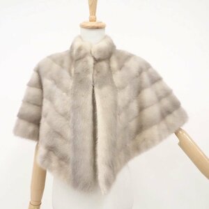  beautiful goods [ No-brand / name less / stand-up collar ] high class fur sapphire mink * cape height :44cm× length :123cm * gray *U615Y