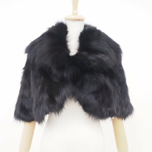  beautiful goods [ STUDIO New York / name less ]Y1000~ high class fur blue fox * cape height :50cm× length :114cm * black *U671Y