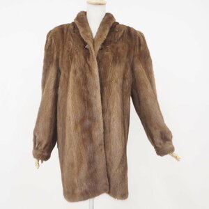 美品【 RUMKER / 金 SAGA MINK ROYAL 】 高級毛皮 パステルミンク ◆セミロングコート 85cm丈 ◆ブラウン ◆サイズ 11号 大き目 ◆U708Y