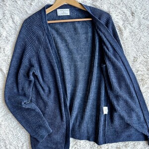  finest quality. linen Blend!UNITED ARROWS United Arrows LINIFICIO flax cardigan men's S size navy spring summer soft comfortable 