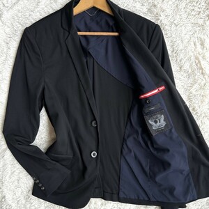 【大人の色気】DIESEL ディーゼル ストレッチ素材 テーラードジャケット 柔らかい着心地 46 Mサイズ相当 ブラック 黒 伸縮 薄手 アンコン