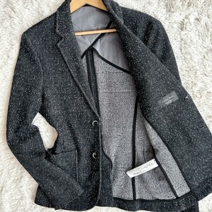  beautiful goods!ZARA MAN[ exquisite color tone ] Zara dent convex texture of the material tailored jacket ... gray men's Anne navy blue spring soft comfortable S size 