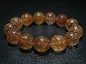 銀座東道◆超レア最高級超美品天然金針ルチル水晶ブレスレット 18mm [T15-10315]