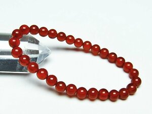 銀座東道◆天然石最高級品赤アゲートブレスレット 6mm [T57-6616]