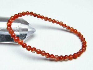銀座東道◆天然石高級品レッドアゲート 赤メノウ ブレスレット 4mm [T187-1726]