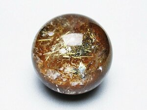 銀座東道◆天然石最高級品ゴールドタイチンルチル入り水晶丸玉 53mm [T637-4425]