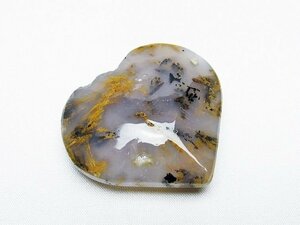 銀座東道◆天然石最高級品ルチルインアゲート ハート 置物[T763-3539]