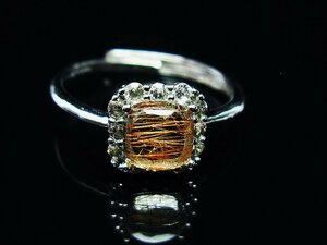 銀座東道◆天然石最高級品ゴールドタイチンルチル指輪(16号)[T164-7072]