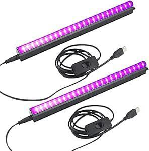 ブラックライト led 紫外線ライト ２本 10W USB給電式 ブラック ライト 蛍光灯 UVライト レジン用 硬化ライト 紫外