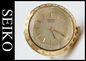 動作品 SEIKO リングウォッチ クォーツ 1400-0620 ゴールド色 カットガラス 約9号 アナログ 2針 指輪型時計 セイコー