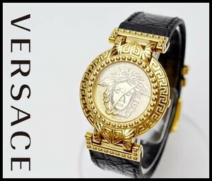 良品 GIANNI VERSACE メデューサ ラウンド 7008012 コインウォッチ クォーツ 腕時計 ジャンニ ヴェルサーチ