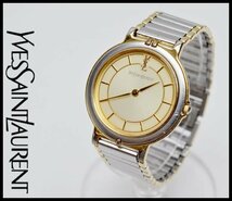 動作品 Yves Saint Laurent 4620-E62267 クォーツ QZ 2針 アナログ 腕時計 ゴールド文字盤 イヴサンローラン_画像1