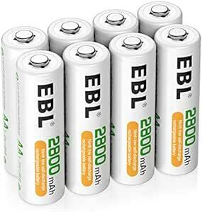 EBL 単3電池 充電式 8個 パック ケース付き 2800mAh ニッケル水素充電 単三電池 充電池 単3 単3充電池 単三充電