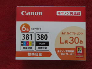 新品・未開☆★☆★キヤノン　CANON　純正　インク6色　BCl-381+380/6MP☆★ 標準サイズ　L判用紙おまけつき