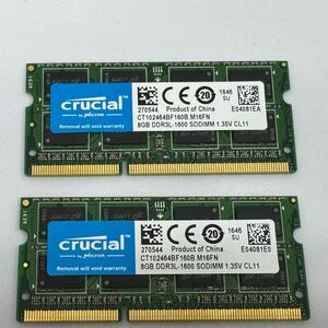 ノートPC用 メモリ crucial micron 16GB(2 x 8GB) DDR3L