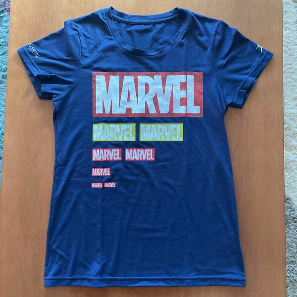 ダンスキン ×マーベルスパイダーマン☆コラボTシャツ☆レディース M☆ネイビー☆DANSKIN MARVEL☆used