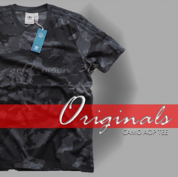 ■新品タグ付■adidas MENS：XL LL O オリジナルス 3-STRIPES CAMO AOP TEE アディダス ORIGINALS 迷彩 カモ 半袖Tシャツ カーボングレー