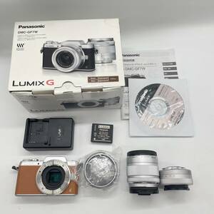 【動作状態良好品・美品・備品あり】Panasonic　LUMIX　DMC-GF7W　ミラーレス　デジタル一眼レフカメラ　ダブルレンズキット　ブラウン