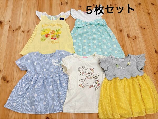 【5枚セット】120 130 チュニック　Tシャツ 女の子　ウィルメリー　キスドロップ　べべ　カットソー