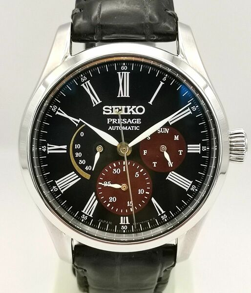 美品 SEIKO セイコー SARW045 プレサージュ 漆・白檀塗限定 6R21-01F0 パワーリザーブ 自動巻き 時計