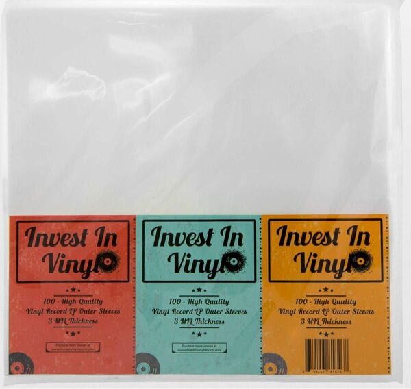 Invest In Vinyl 100 クリアプラスチック保護LPアウタースリーブ 3ミルビニールレコードスリーブアルバムカバー 
