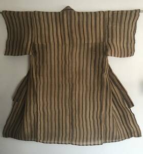 （貴重） 古い 芭蕉布　着物　縞文様　検 沖縄 琉球 民藝 琉球絣 野良着 衣装 古裂 古布 型染 絵絣 筒描 襤褸 ボロ 自然布