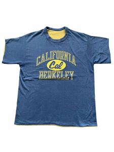 ●●vintage CALIFORNIA Cal BERKELEY カリフォルニア バークレー リバーシブルT サイズＭ　なす紺フェードネービー●●