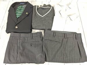 3og624/衣類■大阪府立みどり清朋高等学校■男子学生服 ブレザー制服 Mサイズ 上下セット+ネクタイ+校章【c66】