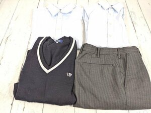 【5yt051】埼玉県 武蔵野星城高等学校 男子用学生服 制服 セーター+半袖・長袖カッターシャツ+冬服ズボン◆T2417