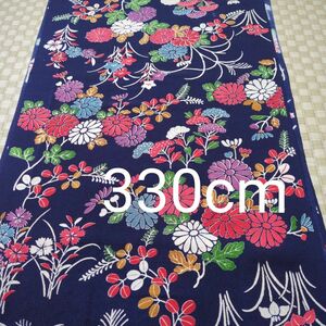 240 　ちりめん着物ハギレ　約36×330cm　縮緬　四季の花　パッチワーク 和素材 正絹