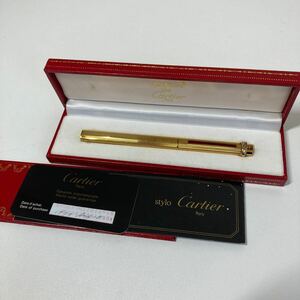 Cartier カルティエ ボールペン トリニティ　ゴールド　ストライプ　美品