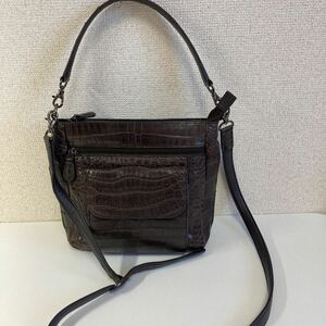  crocodile mat Brown shoulder bag handbag beautiful goods 