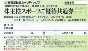 ■東急ゴルフ場　スキー場　東急スポーツオアシス他　株主様スポーツ優待共通券　東急不動産株主優待　2024/8/31迄　ミニレター送料無料