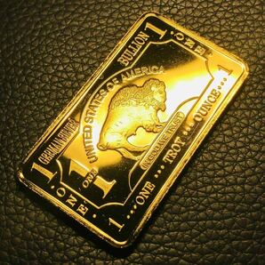 外国古銭 アメリカ 1ドル記念 1オンス ゴールドバー GOLD 大型金貨 古銭 カプセル付きの画像2