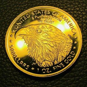 外国古銭 アメリカ　USA イーグル金貨　2024年 自由の女神　大型金貨　カプセル付き　