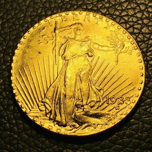 外国古銭 アメリカ ウォーキングリバティ 1933年 自由の女神 20ドル 記念幣 イーグル 大型金貨 