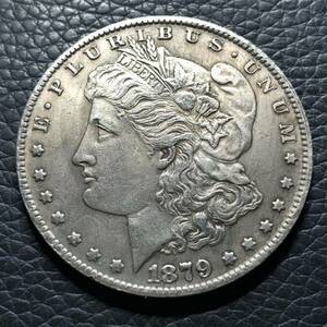 外国古銭 アメリカ 自由の女神 1879年 リバティ イーグル モルガン 13の星 大型銀貨 貿易銀 