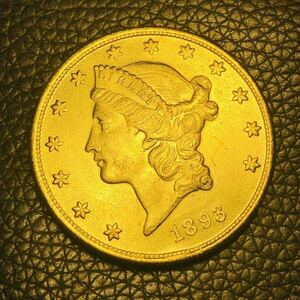 外国古銭　アメリカ 自由の女神 1893年 ハクトウワシ 13の星 イーグル 独立十三州 盾 オリーブの枝 大型金貨 