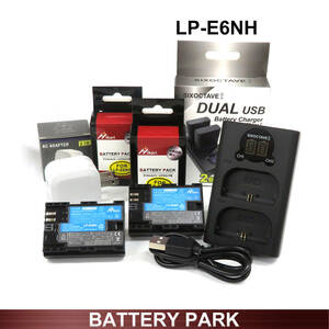 LP-E6 LP-E6N LP-E6NH 大容量 Canon 互換バッテリー2個 と LCD 互換充電器 LC-E6 ACアダプター付 EOS 90D EOS R EOS Ra EOS R5 EOS R6