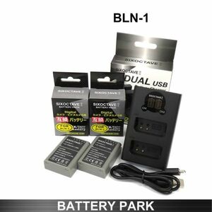 オリンパス BLN-1 互換バッテリー2個と互換充電器 BCN-1　2個同時充電可能　充電状況が一目でわかる！ PEN E-P5 PEN-F　
