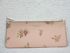 COACH コーチ コインケース メンズ レディース ジップ カードケース 花柄レザー 横17cm 縦7.5㎝【M0501】(P)