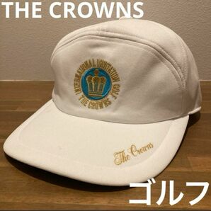 THE CROWNS GOLF ゴルフ　スポーツ　ホワイト　キャップ　フリーサイズ　アジャスター　刺繍ロゴ