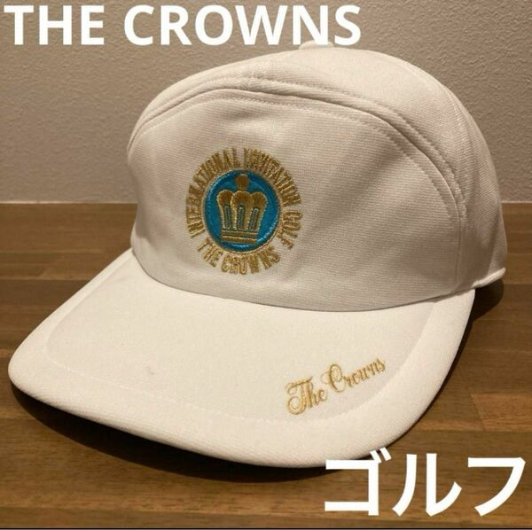 THE CROWNS GOLF ゴルフ　スポーツ　ホワイト　キャップ　フリーサイズ　アジャスター　刺繍ロゴ