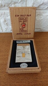1円スタート 未使用 ZIPPO ジッポー ライター 限定 インゴット 純金 シリアルナンバー K24 ゴールドバー 木箱