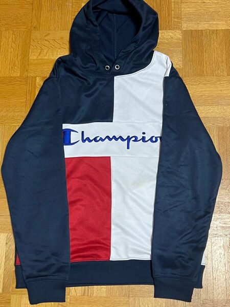 champion チャンピオン　 フーディー スウェットパーカー　ネイビー　レッド　ホワイト　カラフルパーカー　ドッキングフーディ