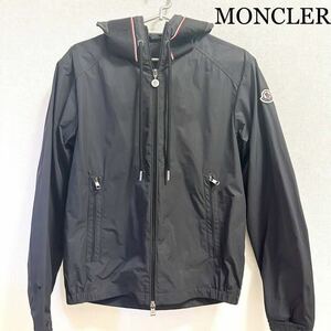 1円〜 2023 MONCLER モンクレール MIRA ミラ ナイロンジャケット フード エンボスロゴ トリコロール ブラック 黒 サイズ1 Mサイズ相当 